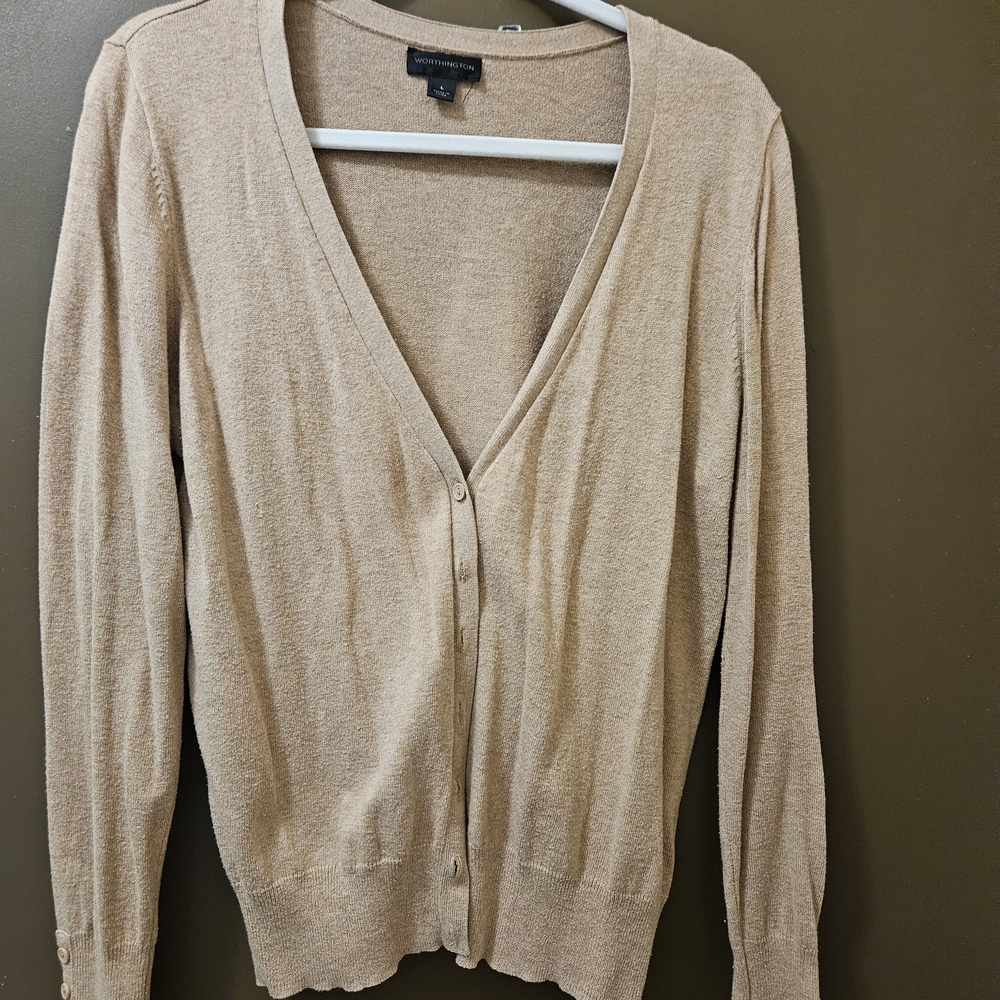 Tan Women's Cardigan Sweater